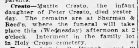 Mattie Cresto death